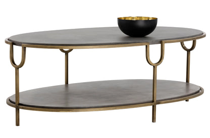 Arya Coffee Table With Concrete Top And Brass Frame