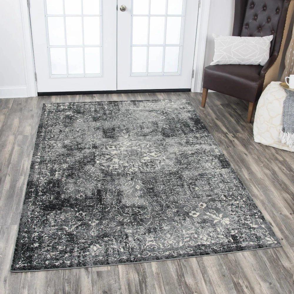 Dont Central Medallion Gray Kitchen Hallway Runner Rug -- gray