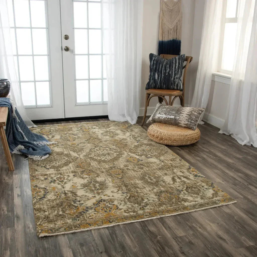 Aman Medallion Beige/ Brown Large Area Rugs -- beige