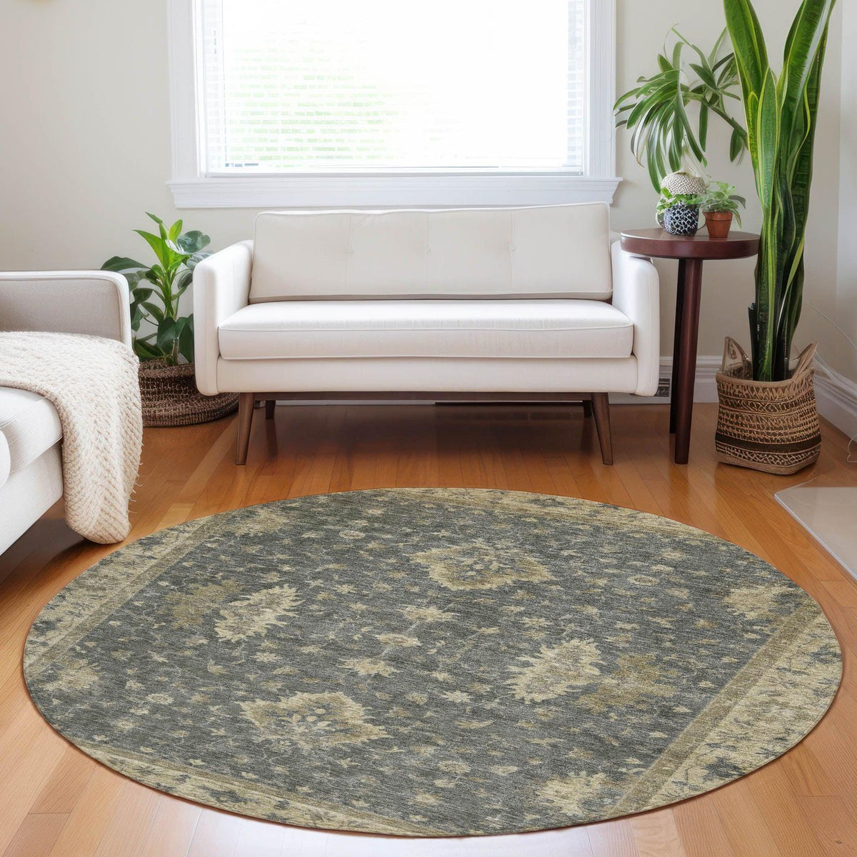 Iriaris Gray Washable Indoor-Outdoor Rug