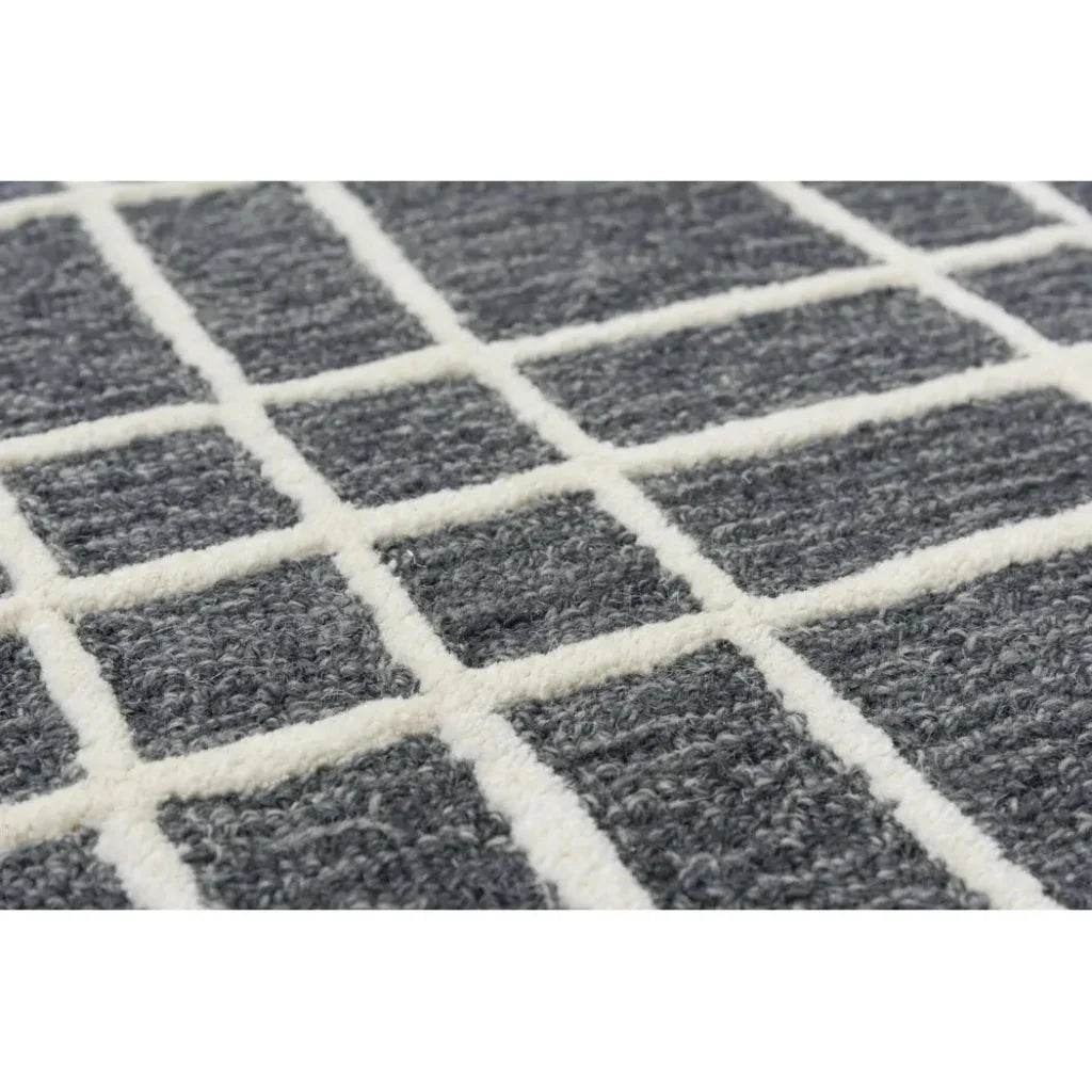 Cees Plaid Gray Living Room Rug - LOOMLAN - LOOMLAN - Area Rugs
