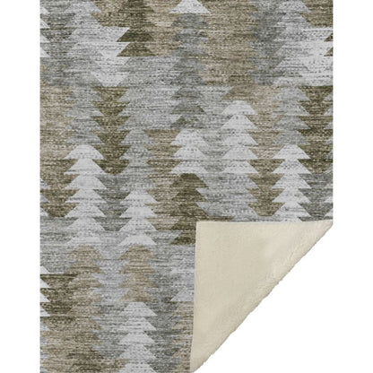 Angled Checks Brown Washable Indoor-Outdoor Rug