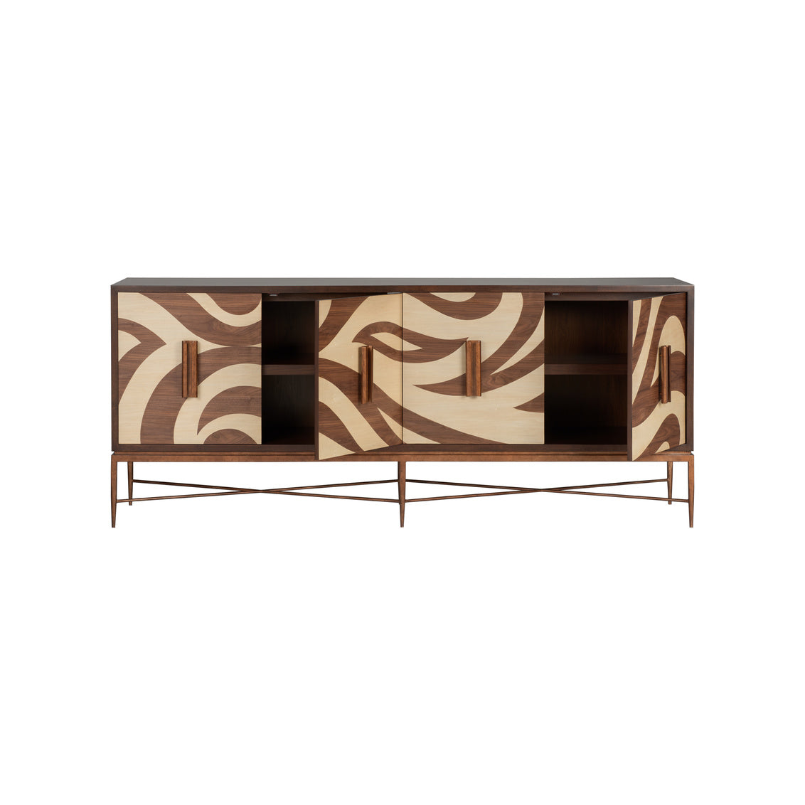 Chelsea House Swirl Pattern Four Doors Wood Credenza
