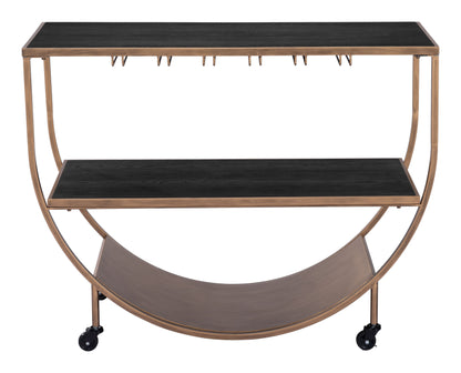 Bechet Brass Black Bar Cart