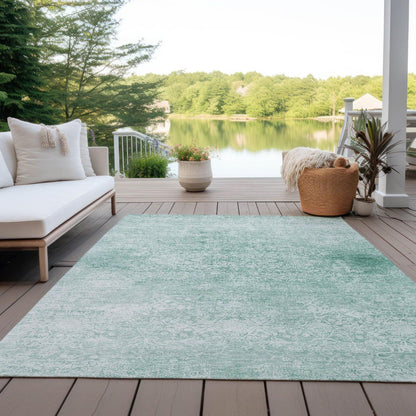 Kaelas Teal Washable Indoor-Outdoor Rug
