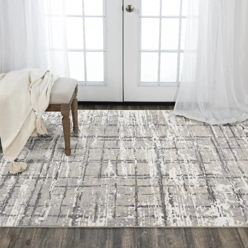 Baan Abstract / Gray Large Area Rugs For Living Room -- gray