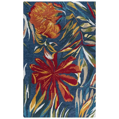 Cnut Floral Dark Blue Area Rugs For Living Room