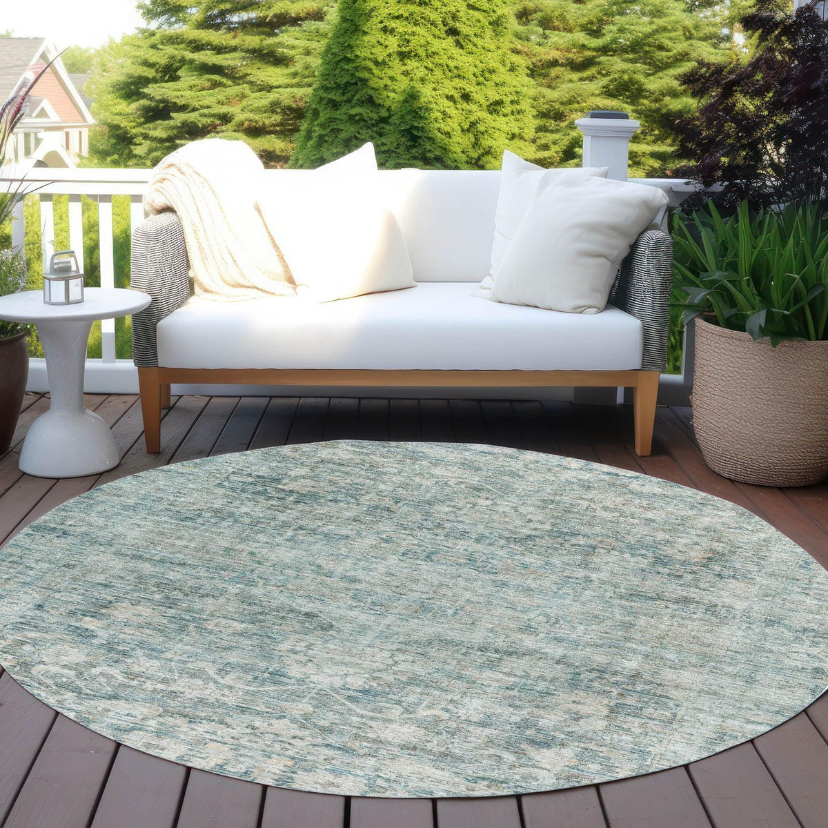 Iriira Teal Washable Indoor-Outdoor Rug