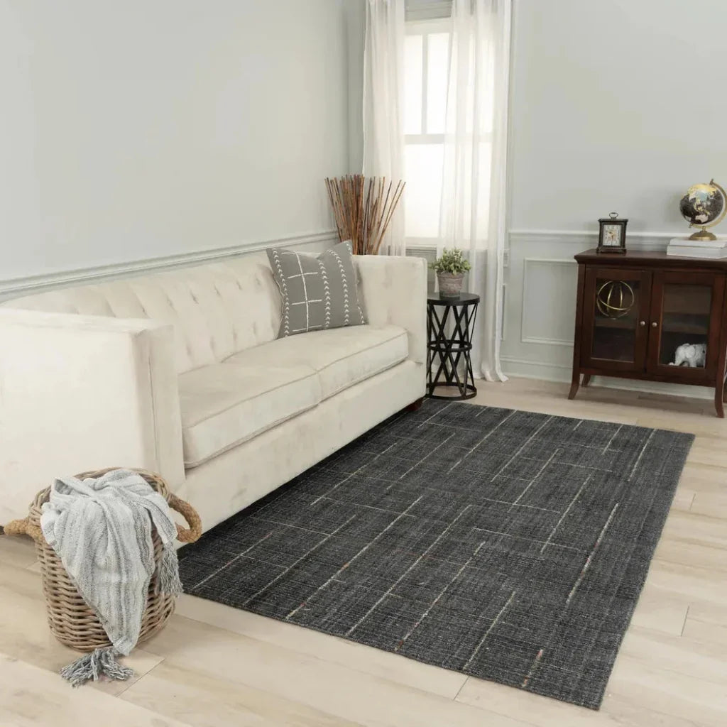 Azor Solid Charcoal Area Rugs For Living Room -- charcoal