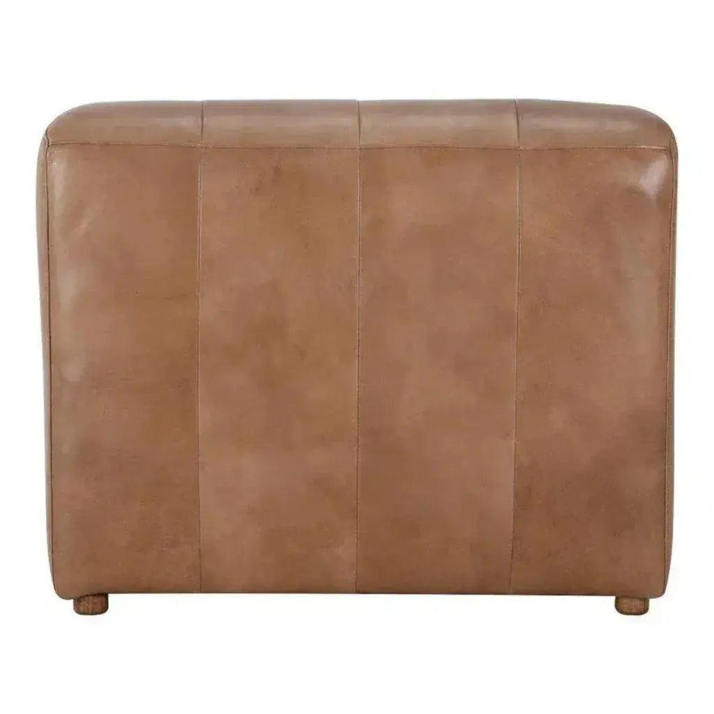 Brown Tan Leather Modular Slipper Chair -- view 8