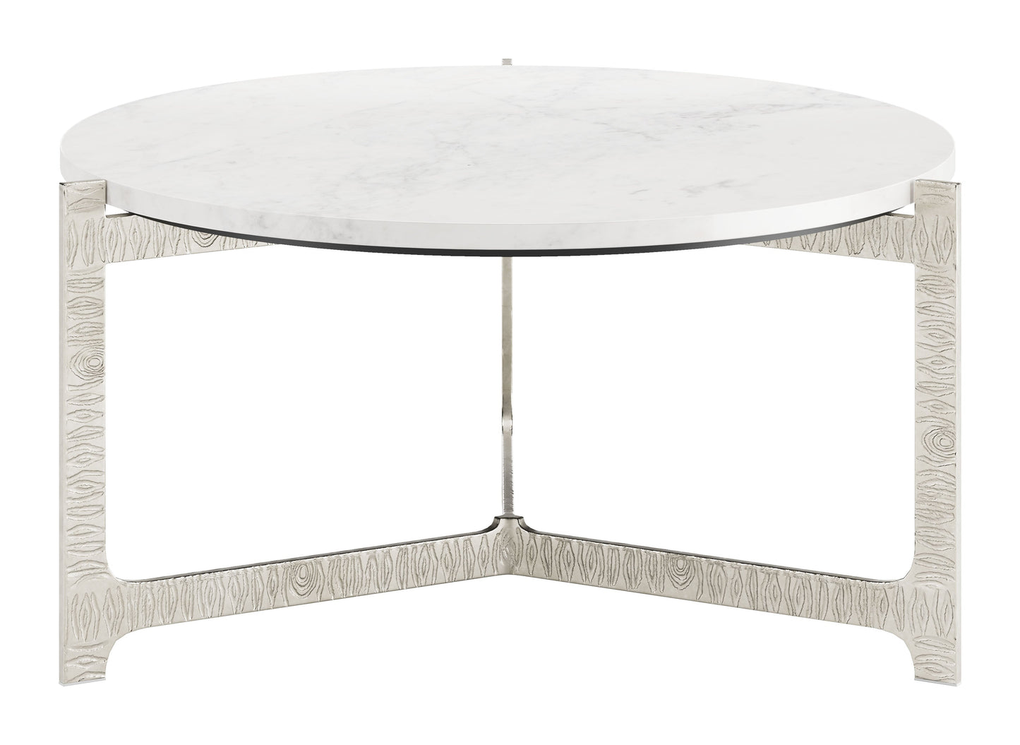 Barmas White and Silver Round Coffee Table