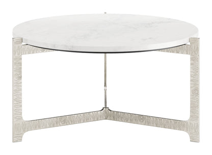 Barmas White and Silver Round Coffee Table