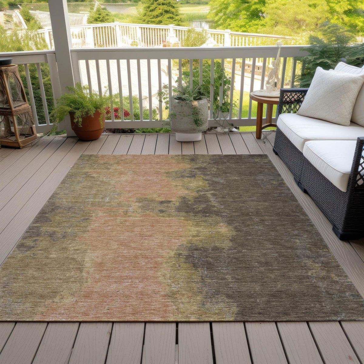 Iriion Brown Washable Indoor-Outdoor Rug