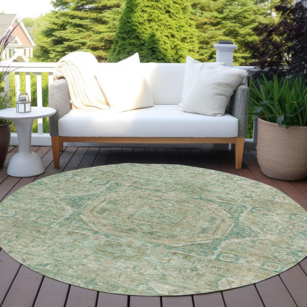 Iriir Green Washable Indoor-Outdoor Rug