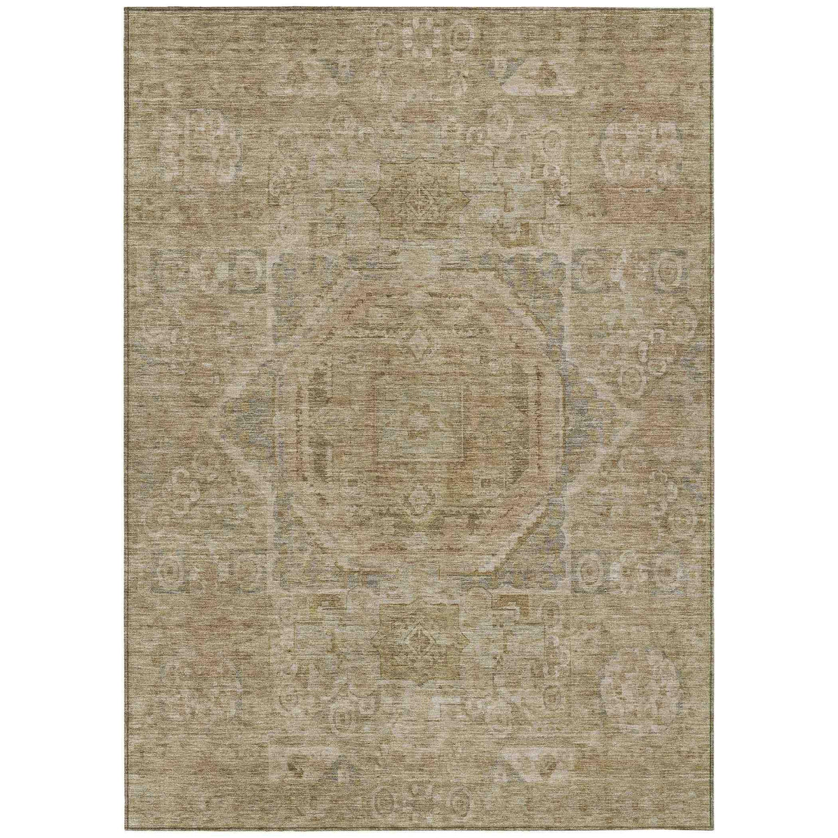 Iriir Tan Washable Indoor-Outdoor Rug