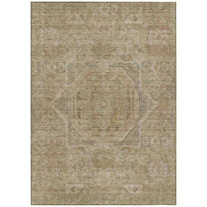 Iriir Tan Washable Indoor-Outdoor Rug