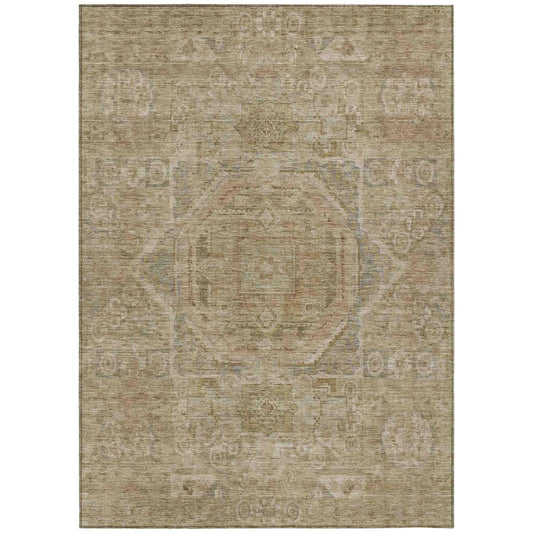 Iriir Tan Washable Indoor-Outdoor Rug