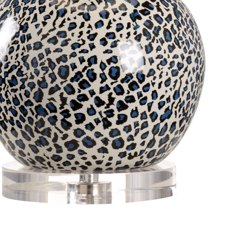 Snow Leopard Printed Ceramic Table Lamp-Table Lamps-Wildwood-LOOMLAN