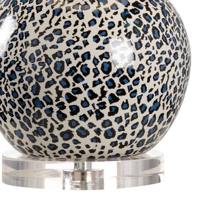 Snow Leopard Printed Ceramic Table Lamp-Table Lamps-Wildwood-LOOMLAN