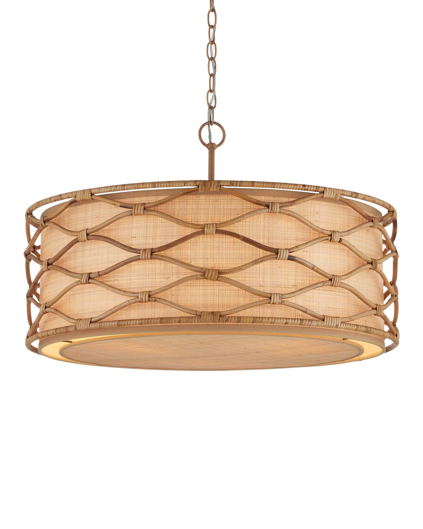 Partita Iron and Rattan Beige Pendant