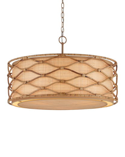 Partita Iron and Rattan Beige Pendant