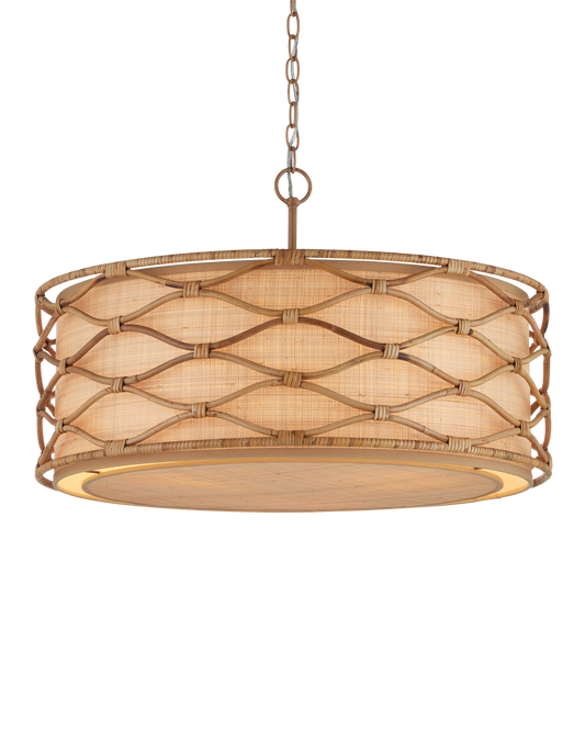 Partita Iron and Rattan Beige Pendant