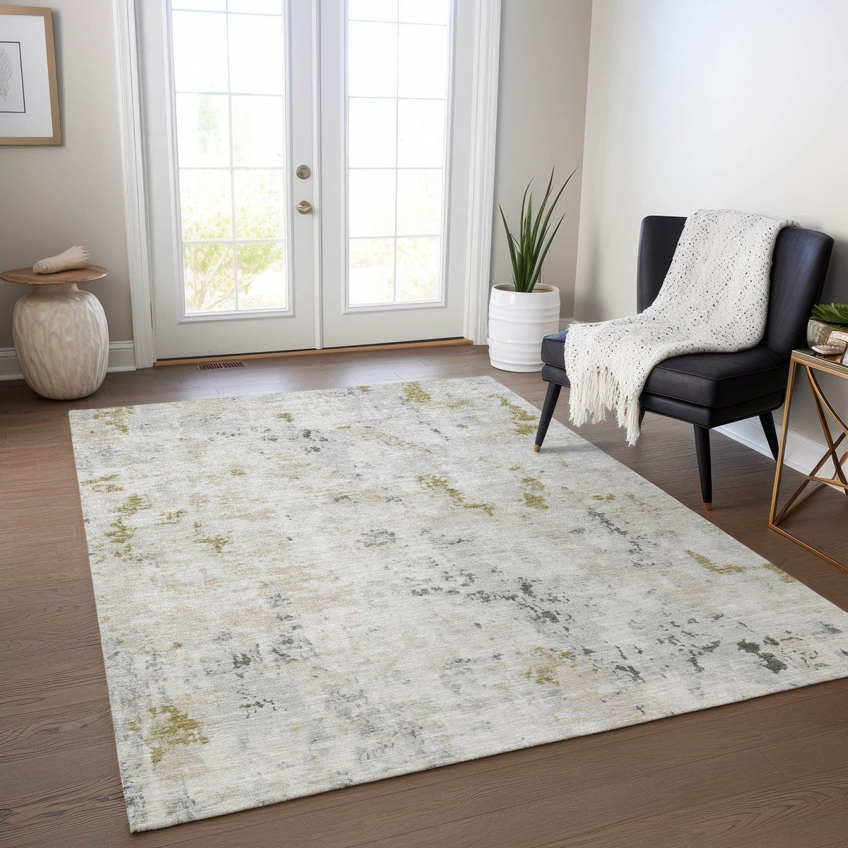 Jaelaris Ivory Washable Indoor-Outdoor Rug -- ivory