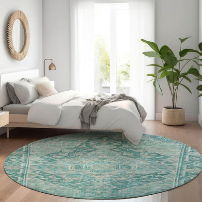 Kaelanor Teal Washable Indoor-Outdoor Rug