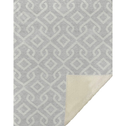 Offset Stripes Silver Washable Indoor-Outdoor Rug