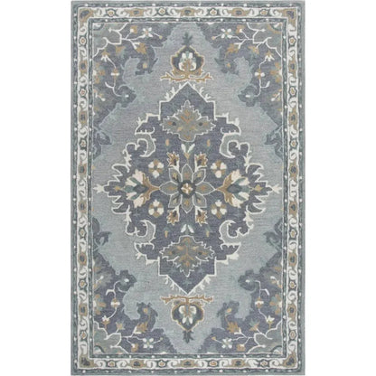 Axel Central Medallion Gray Large Area Rugs - LOOMLAN - LOOMLAN - Area Rugs