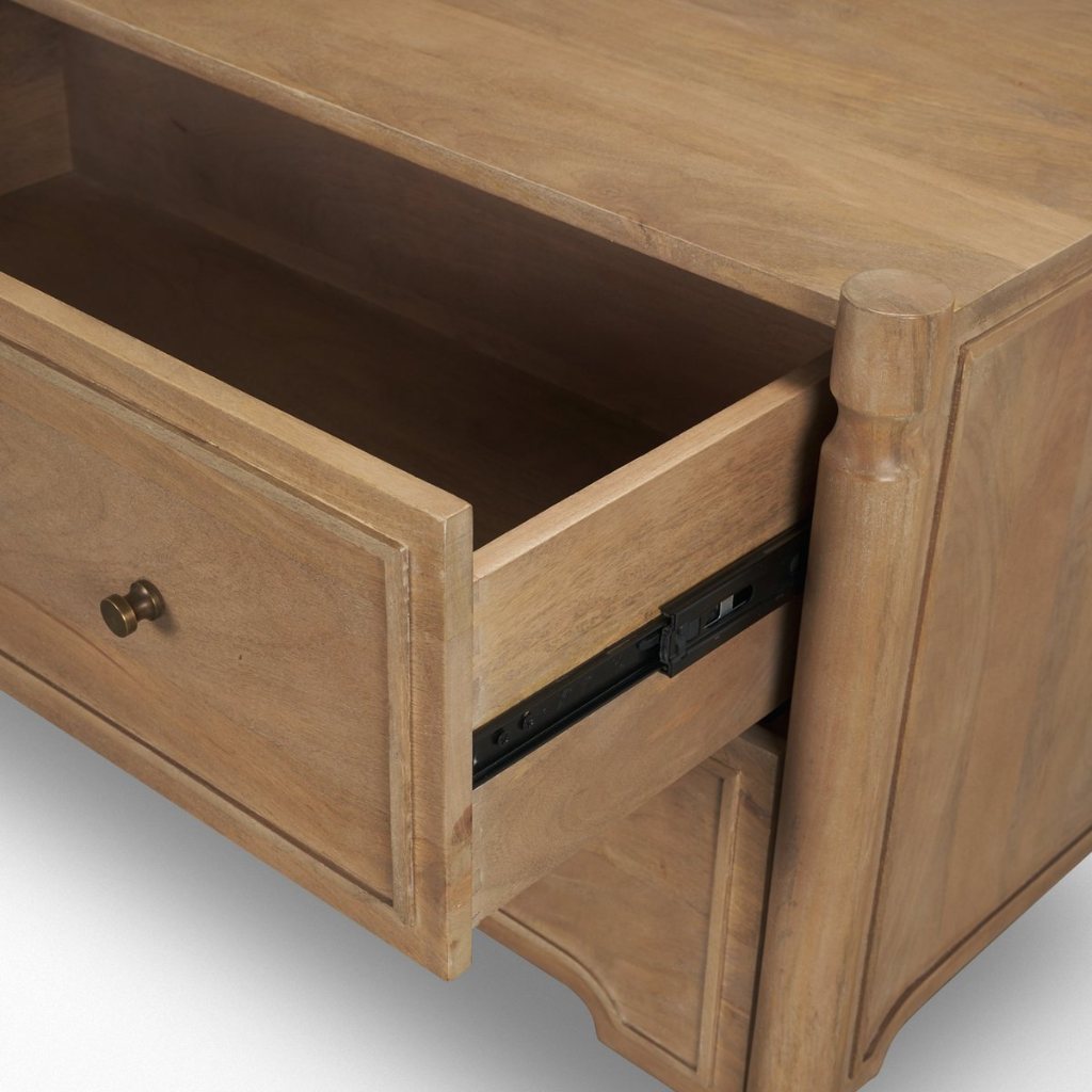 Phil 34"W Brown Solid Wood 2-Drawer Accent Cabinet -- Brown