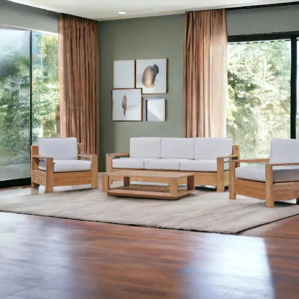 Qube 4PC Teak Outdoor Patio Deep Set Sunbrella Cushion -- view 7