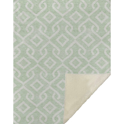 Offset Stripes Mint Washable Indoor-Outdoor Rug