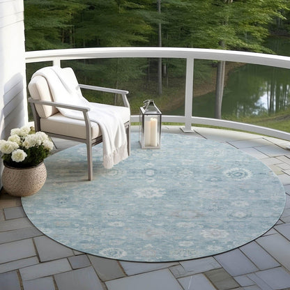 Laeara Blue Washable Indoor-Outdoor Rug