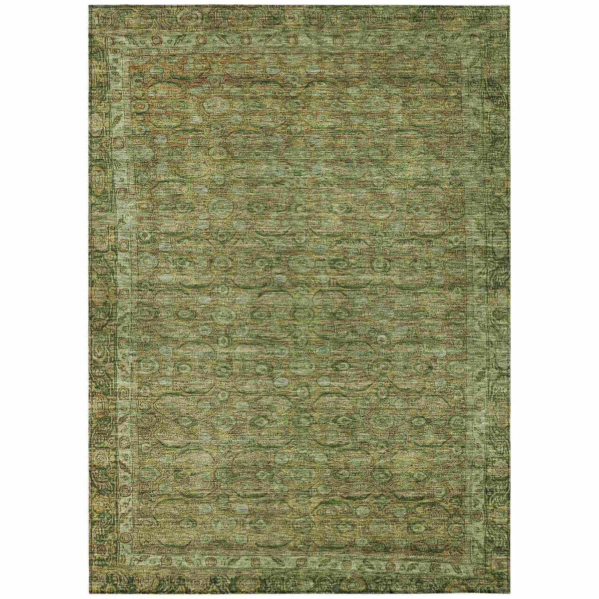 Kaelara Green Washable Indoor-Outdoor Rug