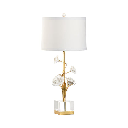 Chelsea House Rose Flowers Design With Tapered Drum Shade Table Lamp