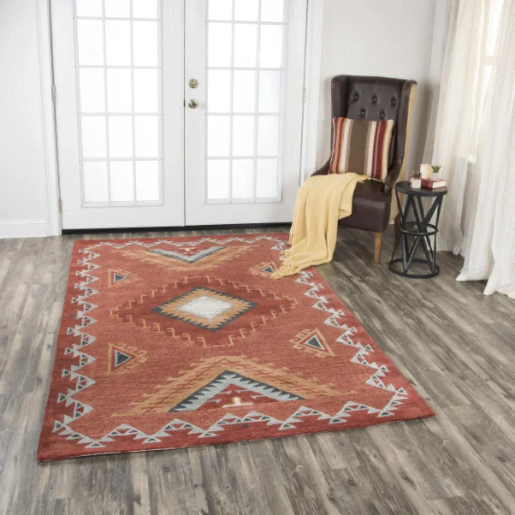 Bars Tribal Rust Large Area Rugs For Living Room -- rust