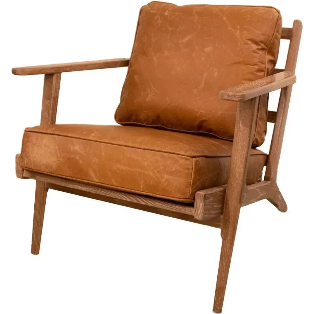 Junior Leather and Wood Brown Arm Chair -- view 9