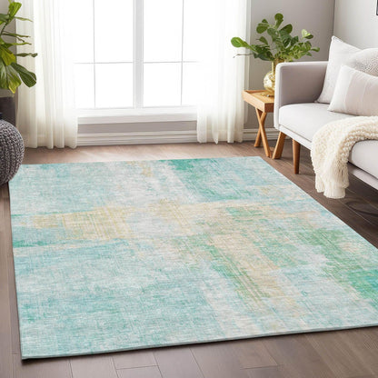 Jaelor Teal Washable Indoor-Outdoor Rug -- teal