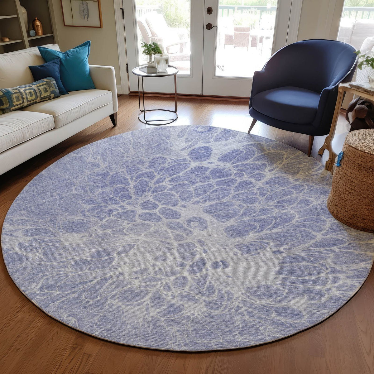 Fluid Drift Lavender Washable Indoor-Outdoor Rug -- lavender