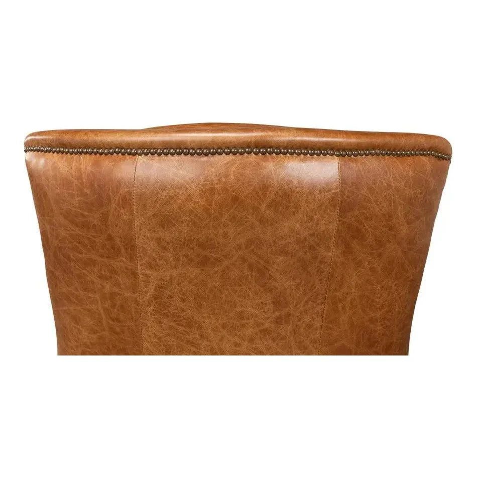 Baker Brown Leather Club Arm Chair - LOOMLAN - Sarreid - Club Chairs