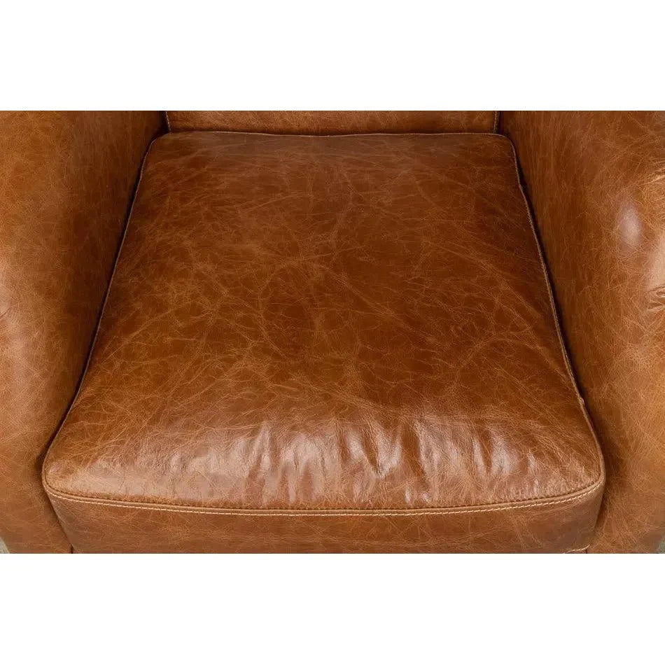 Baker Brown Leather Club Arm Chair - LOOMLAN - Sarreid - Club Chairs