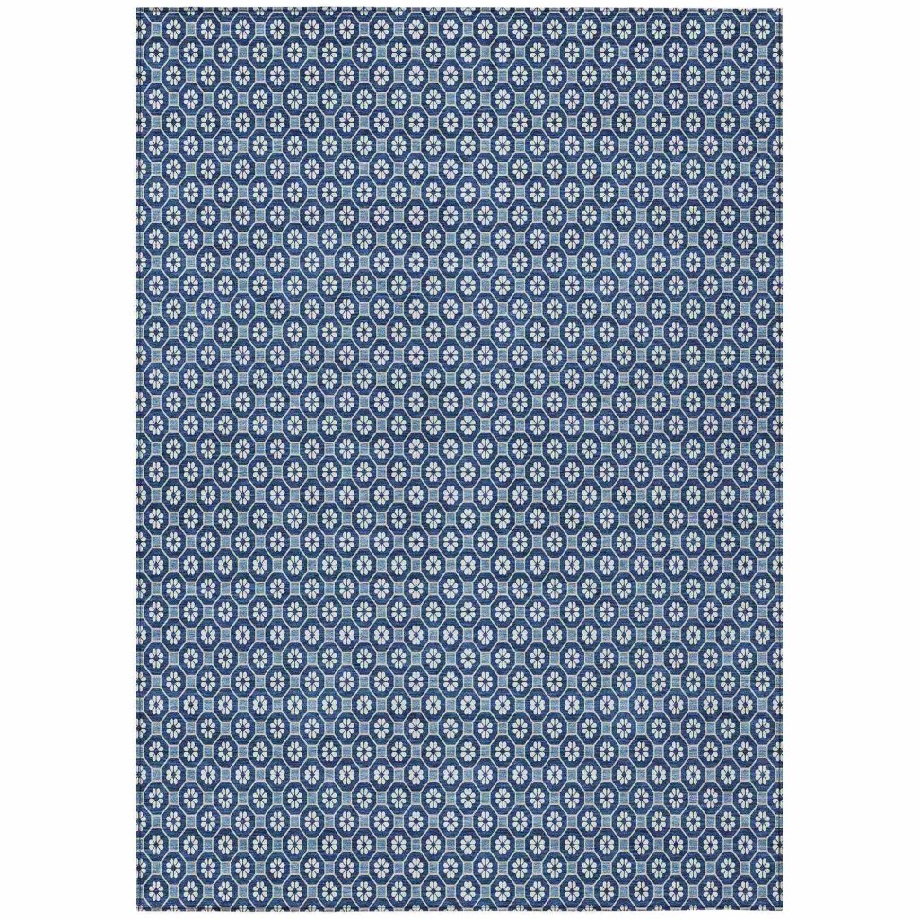 LOOMLAN Rugs Ballara Blue Washable Indoor-Outdoor Rug