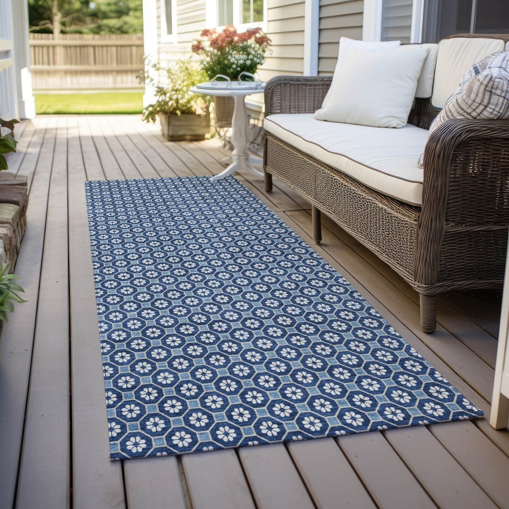 LOOMLAN Rugs Ballara Blue Washable Indoor-Outdoor Rug