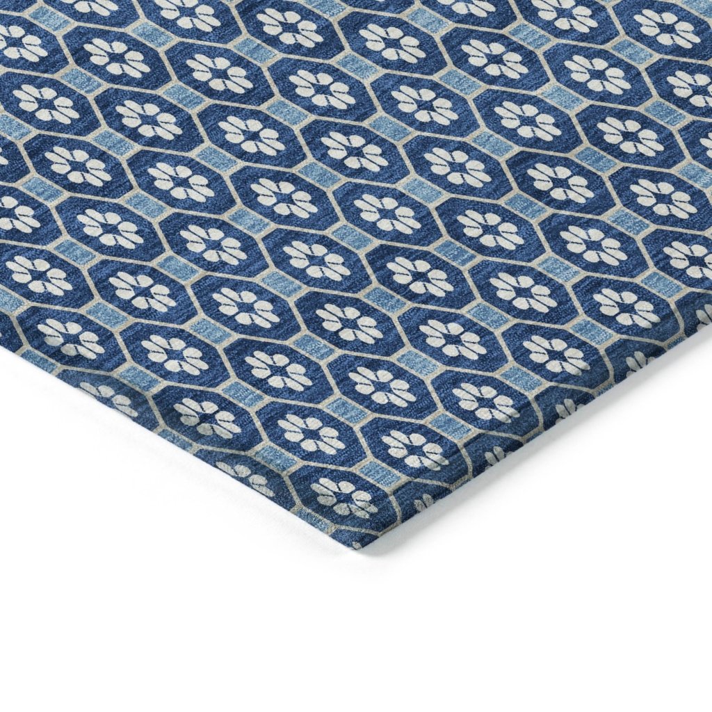 LOOMLAN Rugs Ballara Blue Washable Indoor-Outdoor Rug