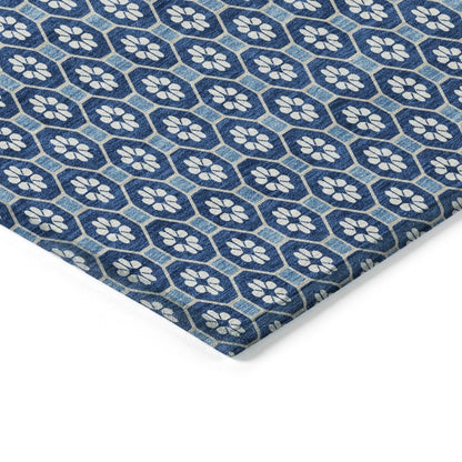 LOOMLAN Rugs Ballara Blue Washable Indoor-Outdoor Rug