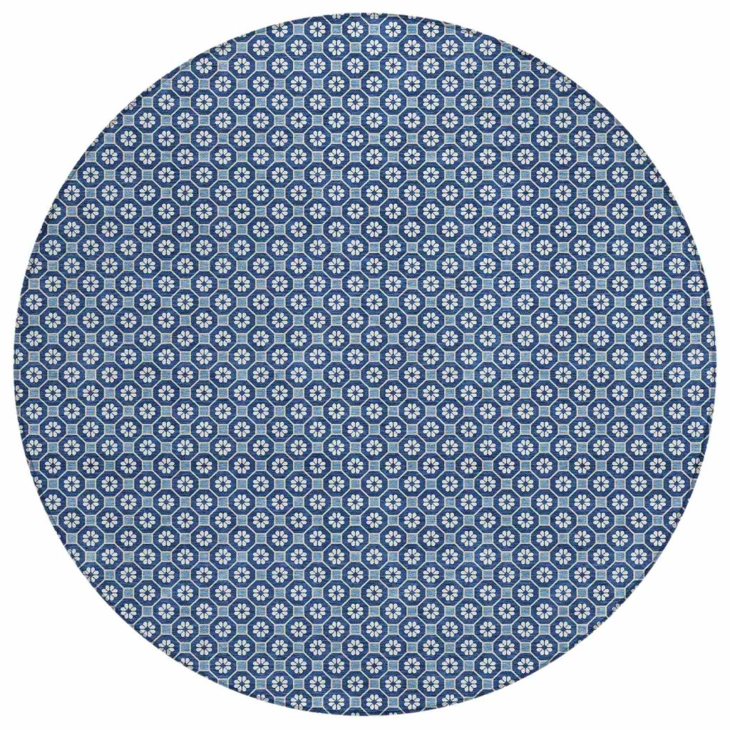 LOOMLAN Rugs Ballara Blue Washable Indoor-Outdoor Rug
