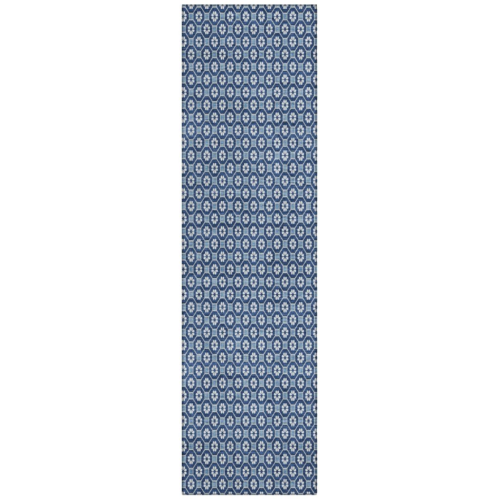 LOOMLAN Rugs Ballara Blue Washable Indoor-Outdoor Rug