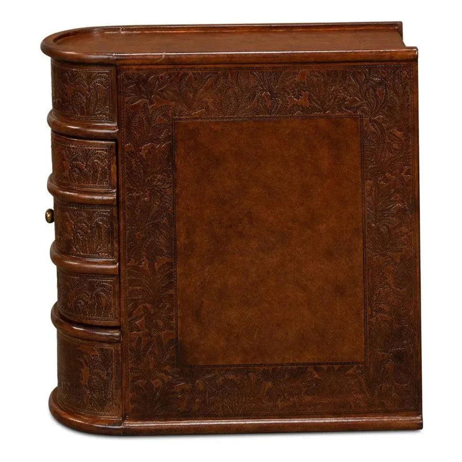 Barnes Leather Book Side Table - LOOMLAN - Sarreid - Side Tables