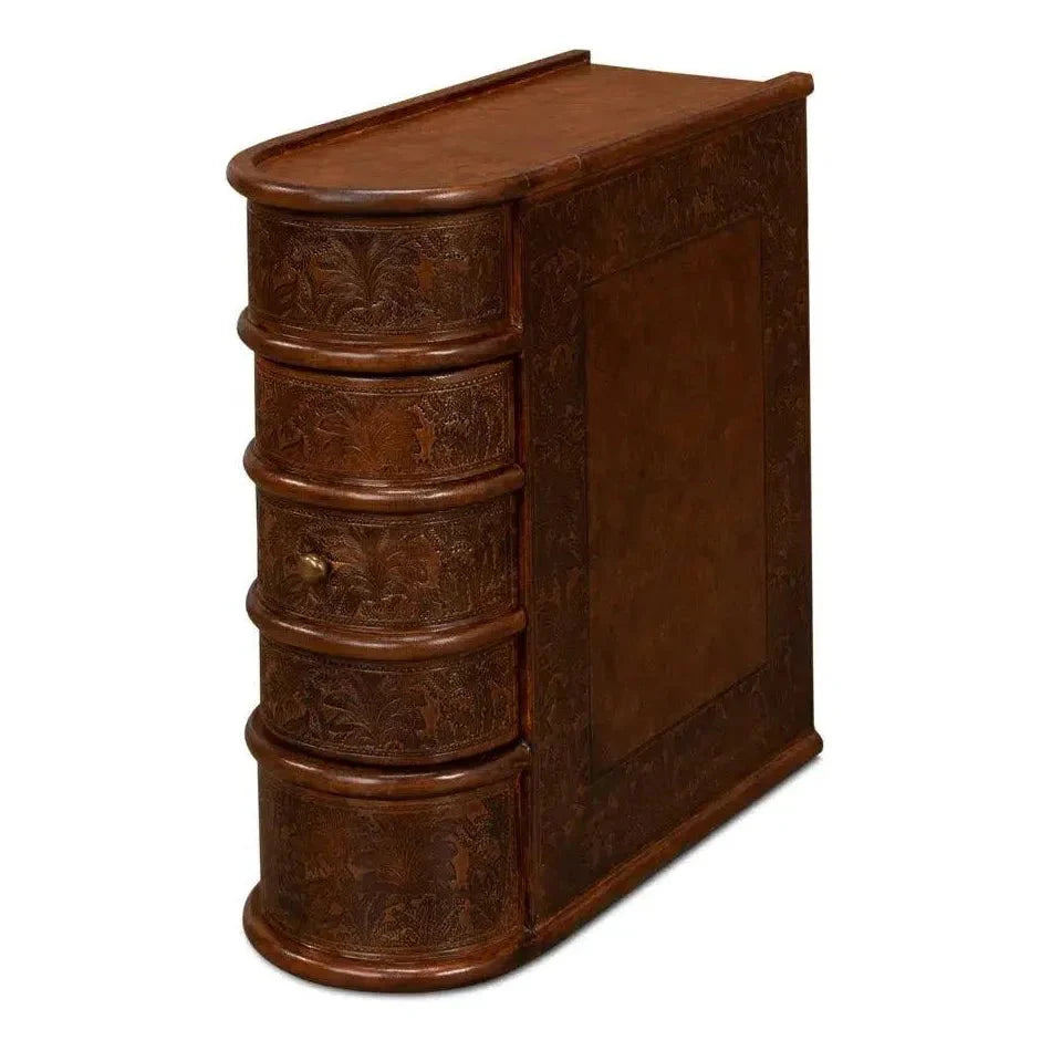 Barnes Leather Book Side Table - LOOMLAN - Sarreid - Side Tables